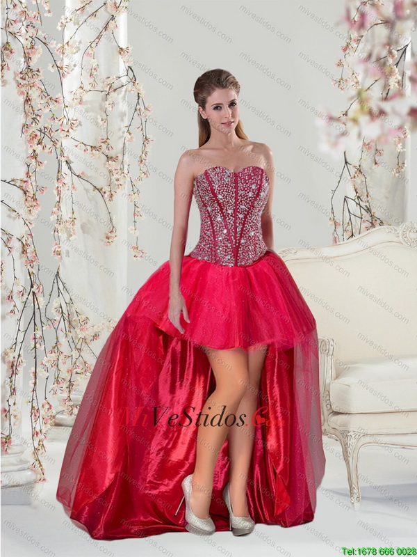 Moda altas-bajas rojos vestidos de baile - €153.46