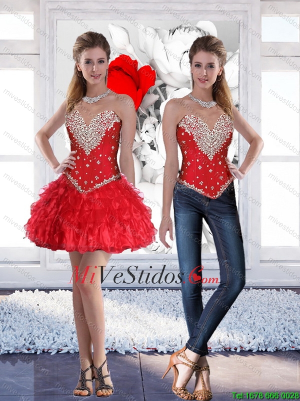 Corto de color rojo del amor bastante Vestidos Dama con listones de 2015 -  €