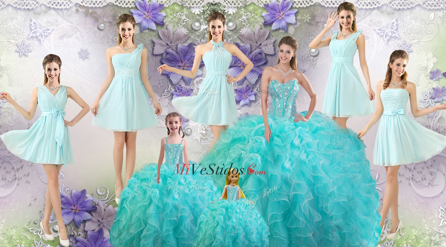 Perfecto moldeados Turquesa Vestidos de quinceañera y la luz azul Dama  Vestidos y preciosas correas Mini Vestidos de quinceañera - €
