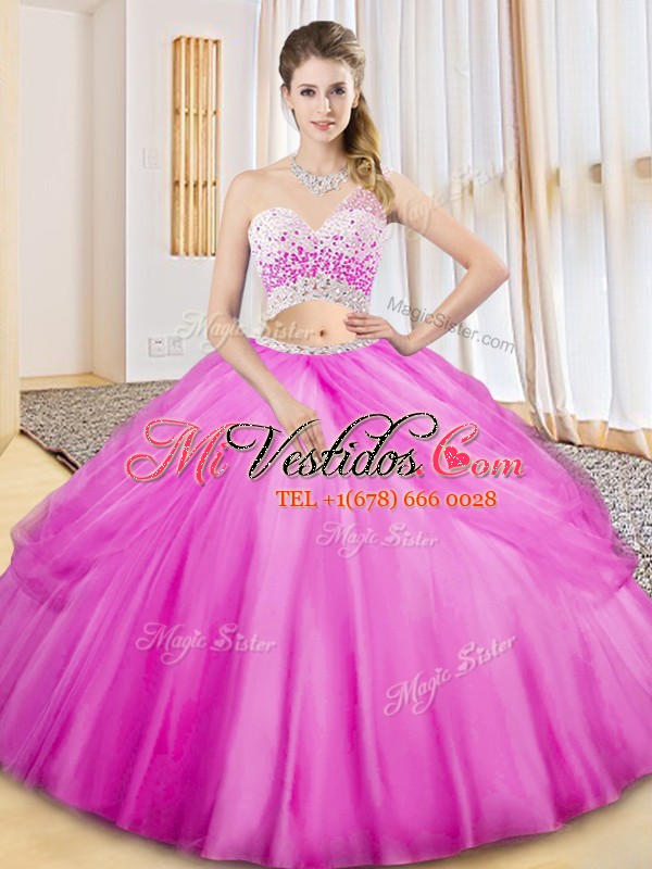 Elegante dos piezas vestidos de quinceanera lila un hombro tul sin mangas  piso longitud criss cruzar - €