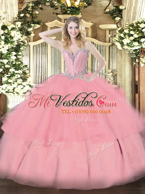 Lujosos vestidos fiesta de quinceañera vestidos de rosa bebé sin mangas hasta el suelo con - €185.30
