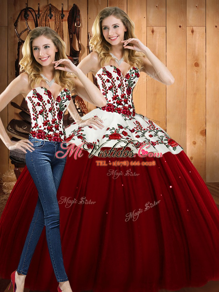 Dos piezas vestido quinceañera vino rojo y largo del mangas con - €203.33