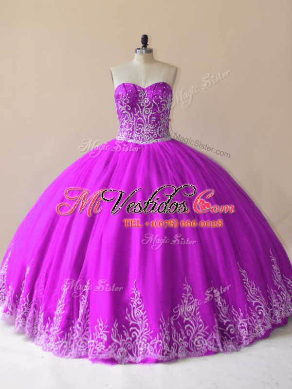 Atractivo vestido de quinceañera con cordones de color púrpura vestido de  novia de tul sin mangas hasta el suelo con cordones - €
