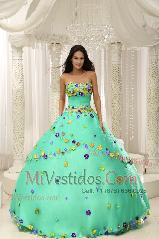 Verde Manzana Vestido De Fiesta 2015 Quninceaera Gown para Por Encargo  Decorate Bodice - €