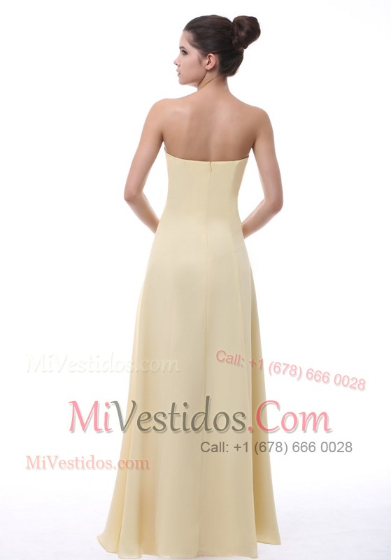 Hand Made 2013 prom Dress Light Yellow Strapless Chiffon