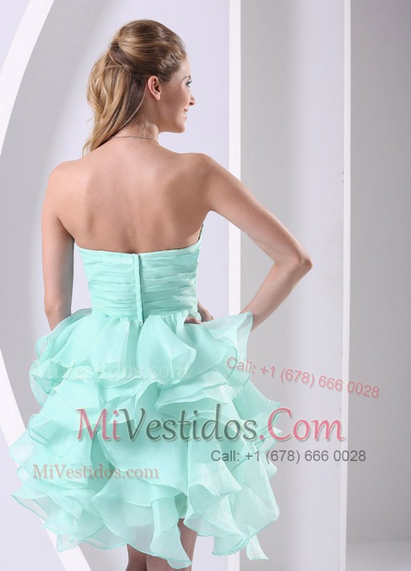 Ruching Beading Sweetheart Aqua Blue Prom Dress