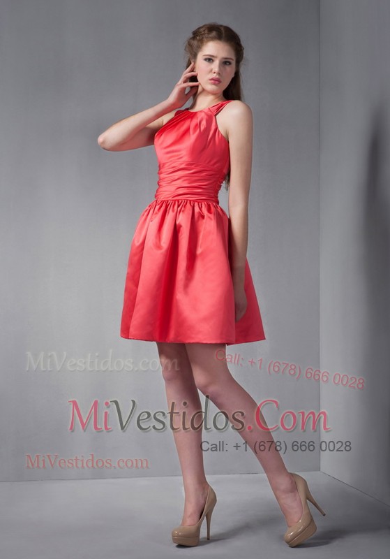 Rust Red Mini-length Scoop Dama Dress under 100