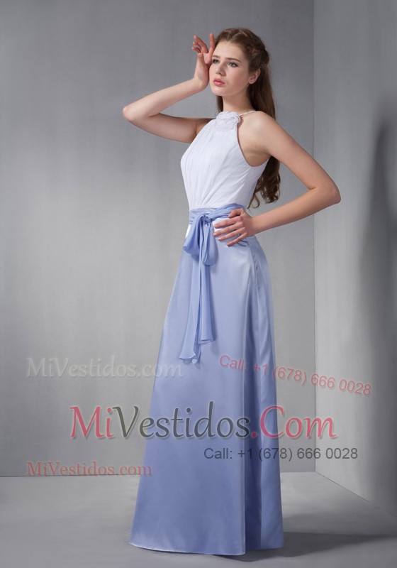 High Scoop Pleats Lilac and White Prom Dress Waistband