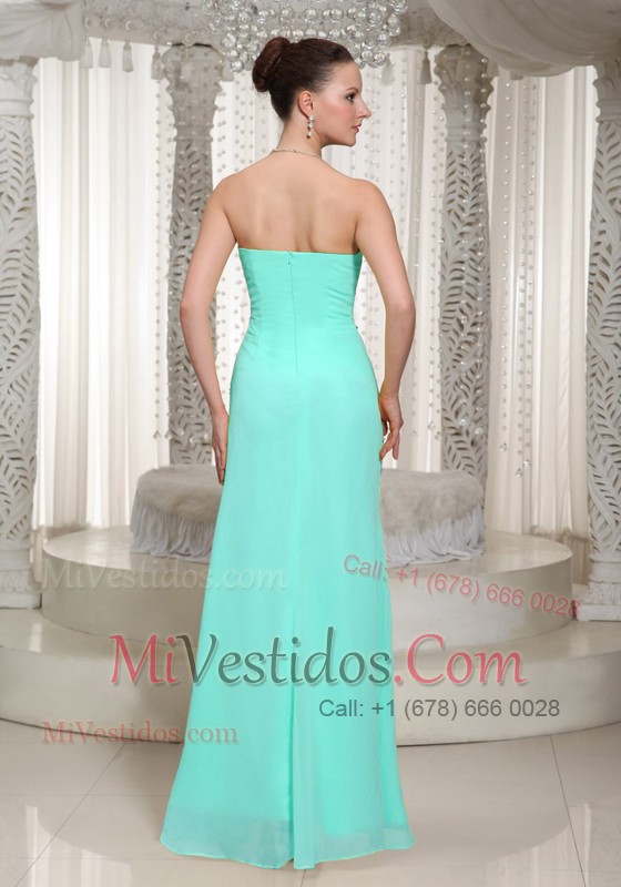 Sheath Baby Blue Beading Ruched prom Dress Floor Length