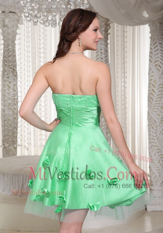 Hand Made Flowers Sweetheart Apple Green Prom Dress