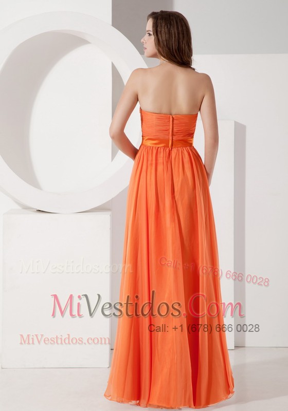 Strapless Chiffon Ruch Orange Red Pageant Gowns 2013