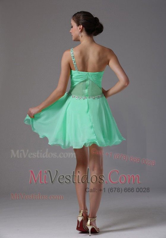 Asymmetrical One Shoulder Prom Dress Ruched Beading Decorate