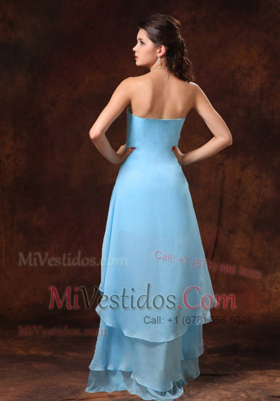 Baby Blue High-low Beaded Chiffon Layers 2013 Prom Dress