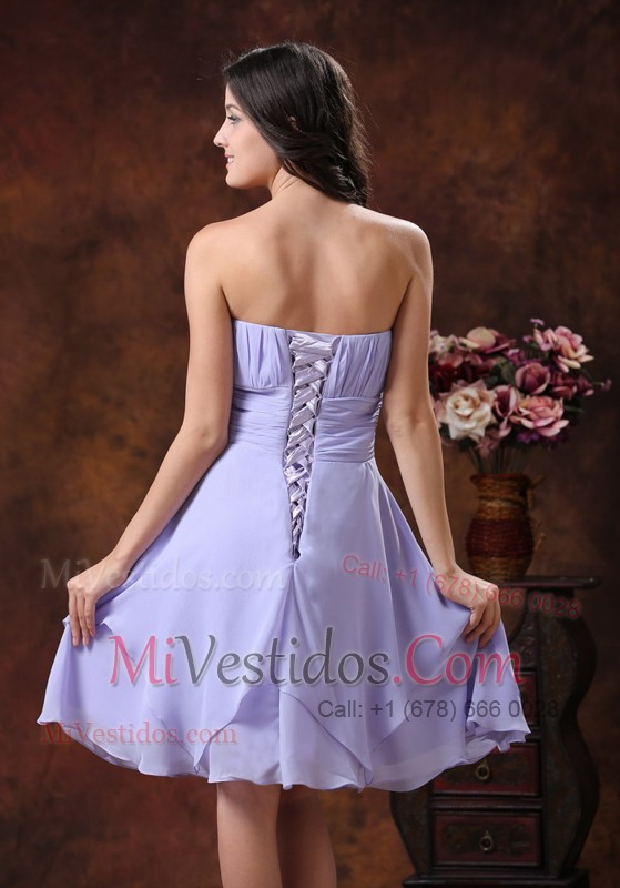 Lilac Strapless Layered Chiffon Dama Dress Ruch 2013