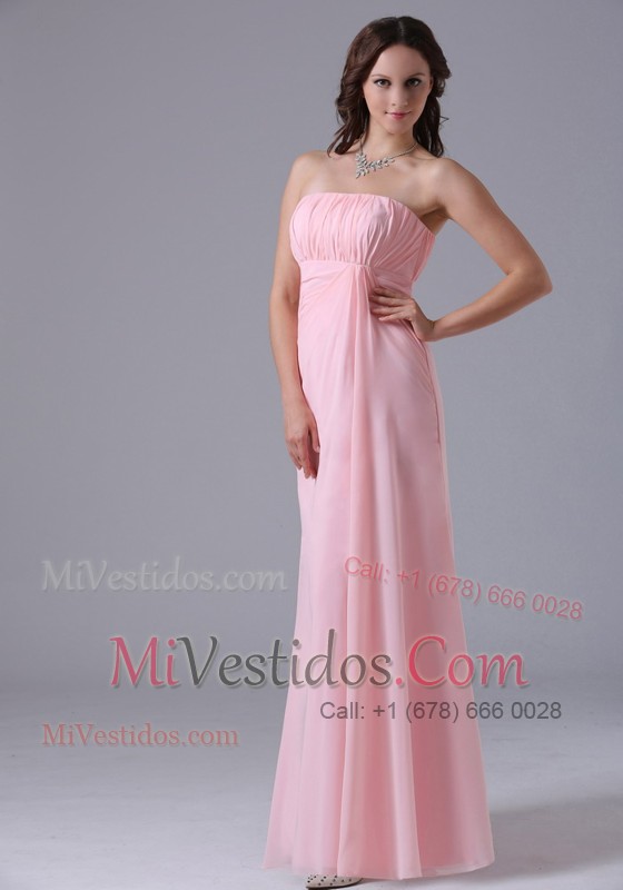 Baby Pink Ruched Decorate Simple Prom Dress 2013