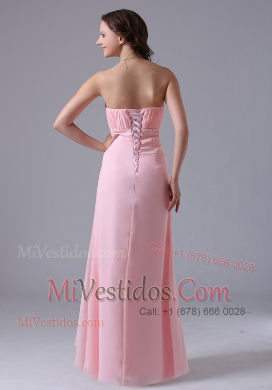 Baby Pink Ruched Decorate Simple Prom Dress 2013