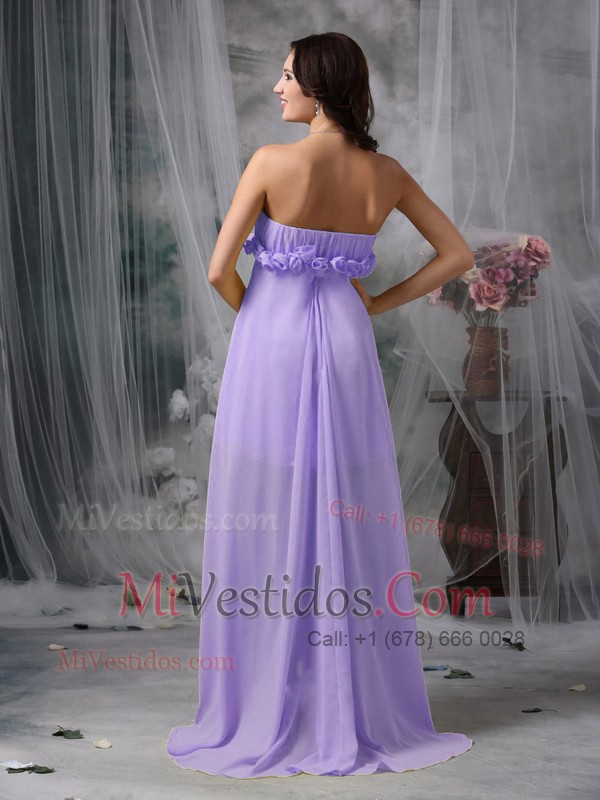 Floral Hi-Lo Pleats Strapless Sheath Prom Dress