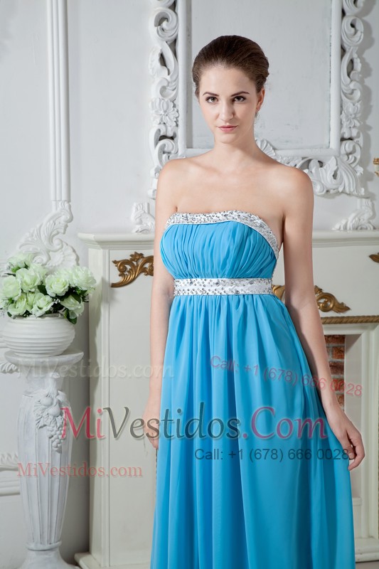 Exposed Back pleats Flowy Prom Dress Beading Brush Strapless Style