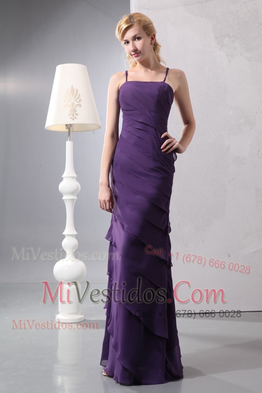 Cross Straps Ruffled Layers Dark Purple 2013 Prom Dress Chiffon