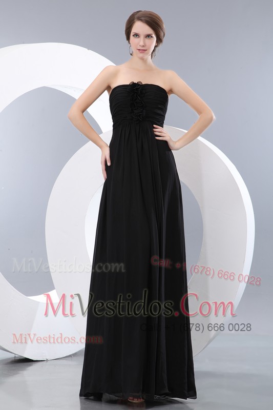 Black Strapless Chiffon Hand Made Prom Dress of 2013 Design