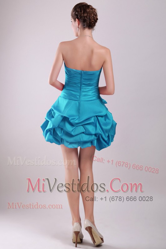 Ruched Strapless Mini-length Prom Dress with Pick-ups