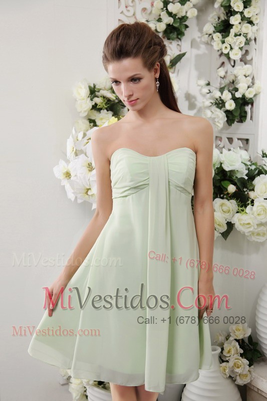 Cheap Strapless Apple Green Chiffon Prom Dress