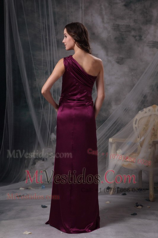 One Shoulder Floor-length Ruch Prom Dresses