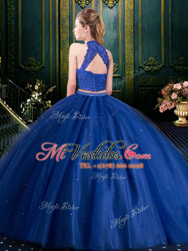 Azul marino ata para arriba dulce 16 vestido que rebordea y longitud sin  mangas del cordón del piso - €