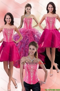 2015 Hermosa multi color dulces 16 vestidos con apliques y Ruff