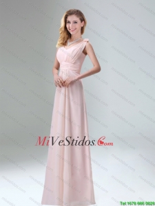 Hermosa gasa vestido de dama de honor en rosa claro para 2015