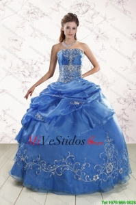 Apliques Exclusivo azul real Vestidos de quinceañera para 2015