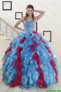 Moda rebordear Vestidos de quinceañera en multicolor Para 2015