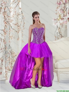De moda rebordear púrpura Prom Vestidos para 2015