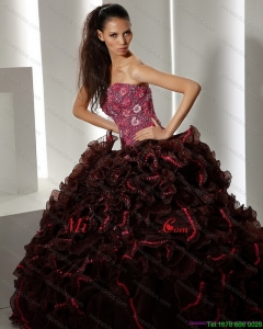 2015 Modest Multi Color Quinceanera Vestidos con las colmenas y Hand Made Flores