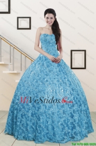 2015 de bola del amor hermoso vestido vestido de quinceañera en Baby Blue