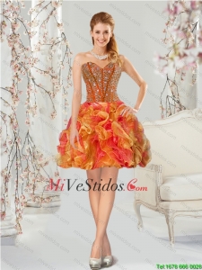Rebordear Lujoso y Ruffles Multi color de vestidos de baile de 2015