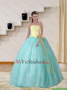 Sin tirantes del color multi 2015 Elegante vestido de quinceañera con bowknot