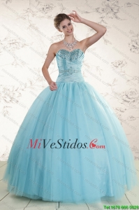 Elegante rebordear 2015 vestido de quinceañera en Baby Blue