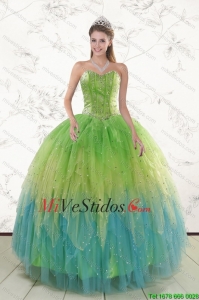 2015 nuevo estilo rebordear y las colmenas Vestidos de quinceañera en multicolor