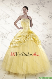 Amor barato Amarillo vestido de bola Vestidos de quinceañera para 2015