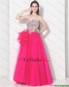 2015 Gorgeous Hot Pink Dulces Dieciséis vestidos con Rhinestones