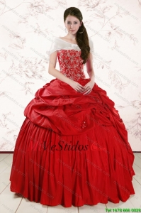 2015 Descuento cariño rebordear Vestidos de quinceañera en Rojo
