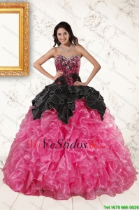 Trendy Multi Color Ball vestido con volantes vestidos de quinceañera