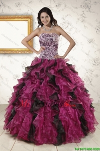 2015 nuevo estilo Sweetheart Ruffles Vestidos de quinceañera en multicolor