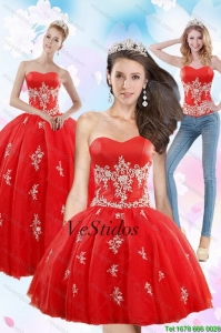 2015 Exquisito vestidos sin tirantes rojo membrillo con apliques