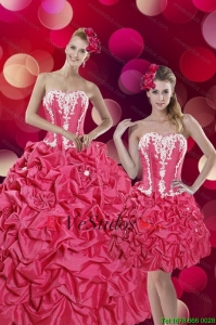 2015 Pretty Hot Pink Dulces 15 Vestidos con pick ups y apliques