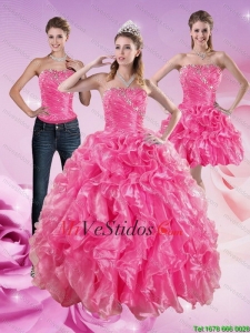Sofisticados Hot Pink Sweet 16 Vestidos con rebordear y Ruffles