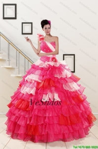 2015 de un hombro Pretty Vestidos de quinceañera en Multi Color