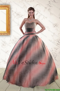 2015 Perfect vestido multicolor Para Quinceanera con listones