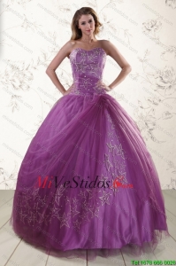2015 Hermoso Cariño Purple Vestidos de quinceañera con apliques